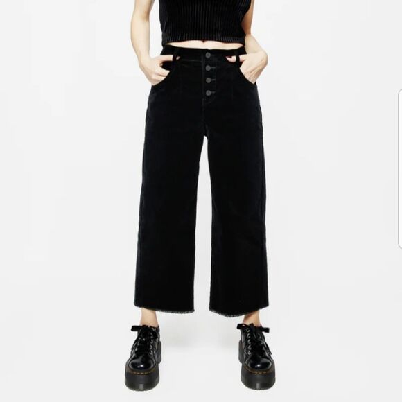 NWT Disturbia Foster Wide Leg Cord Crop Jeans - Picture 1 of 8